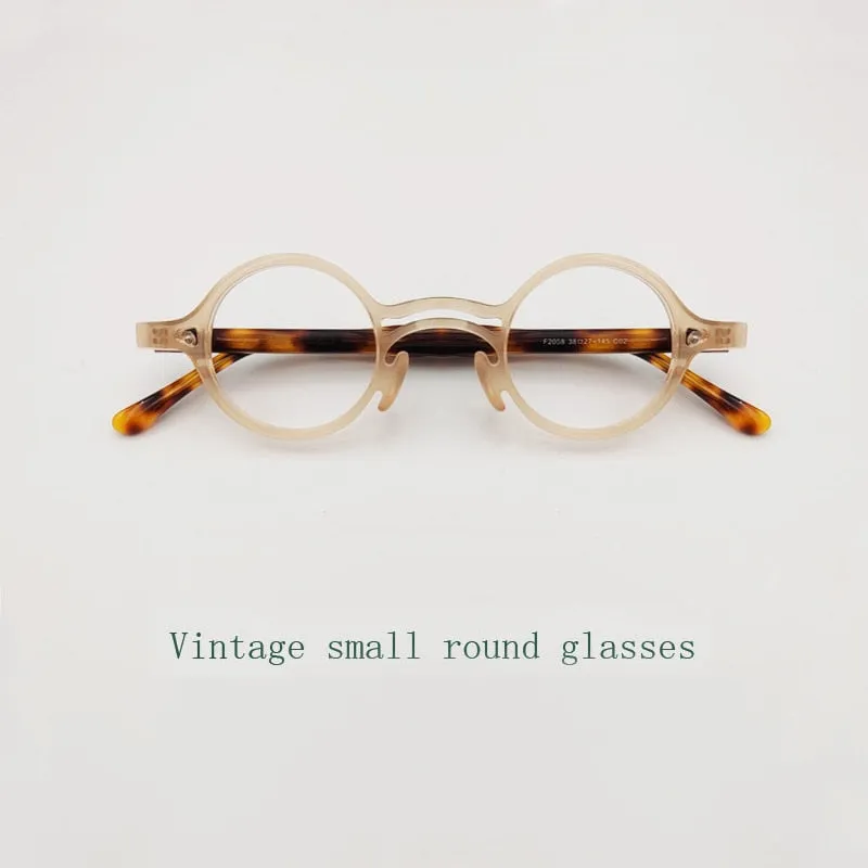 Yujo Unisex Full Rim Small Round Titanium Acetate Eyeglasses Or Polarized Sunglasses