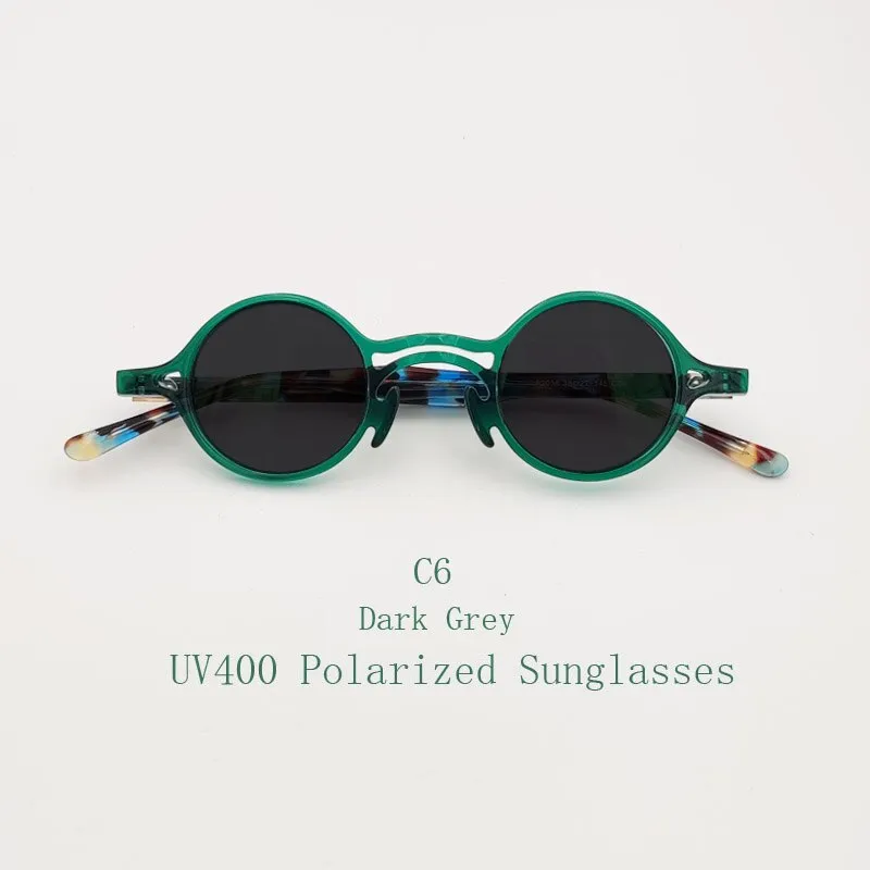 Yujo Unisex Full Rim Small Round Titanium Acetate Eyeglasses Or Polarized Sunglasses