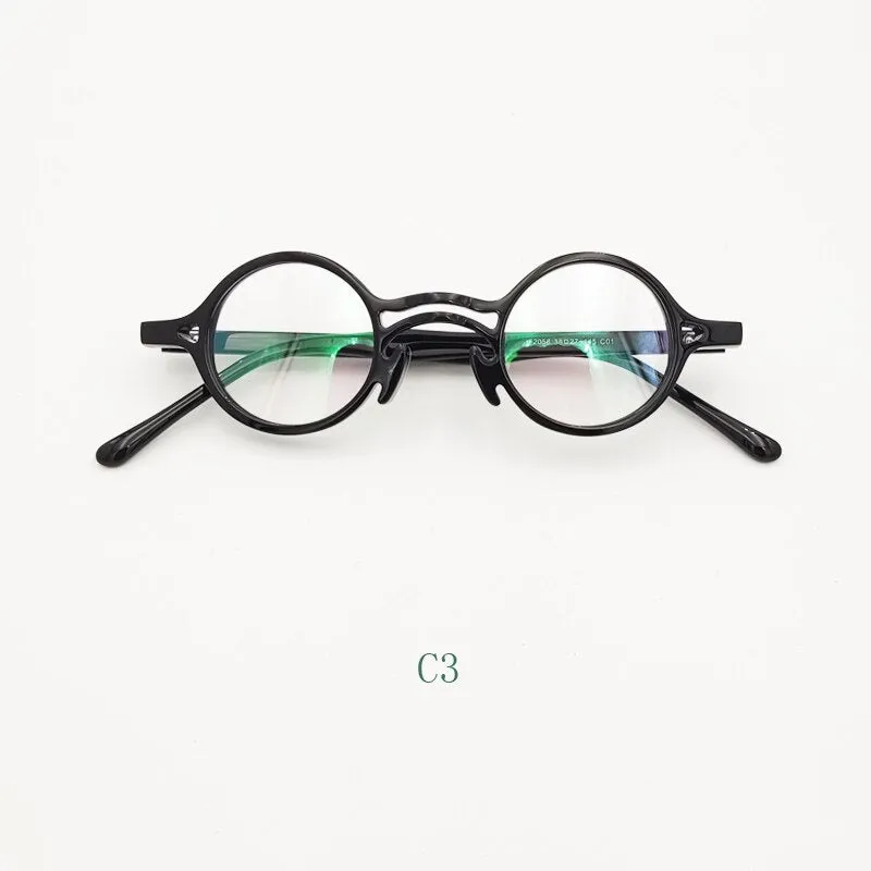 Yujo Unisex Full Rim Small Round Titanium Acetate Eyeglasses Or Polarized Sunglasses