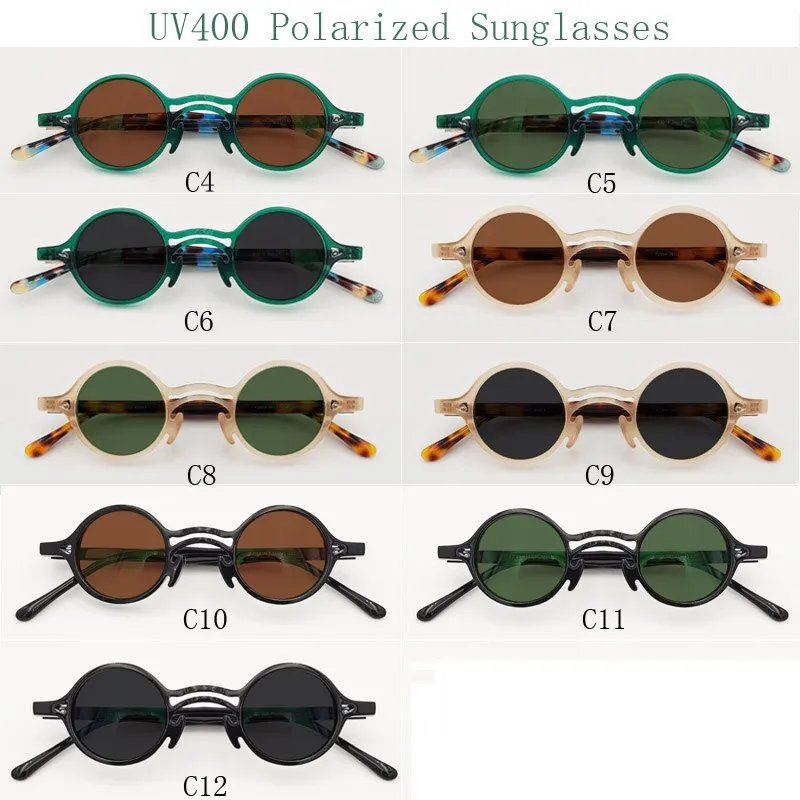 Yujo Unisex Full Rim Small Round Titanium Acetate Eyeglasses Or Polarized Sunglasses