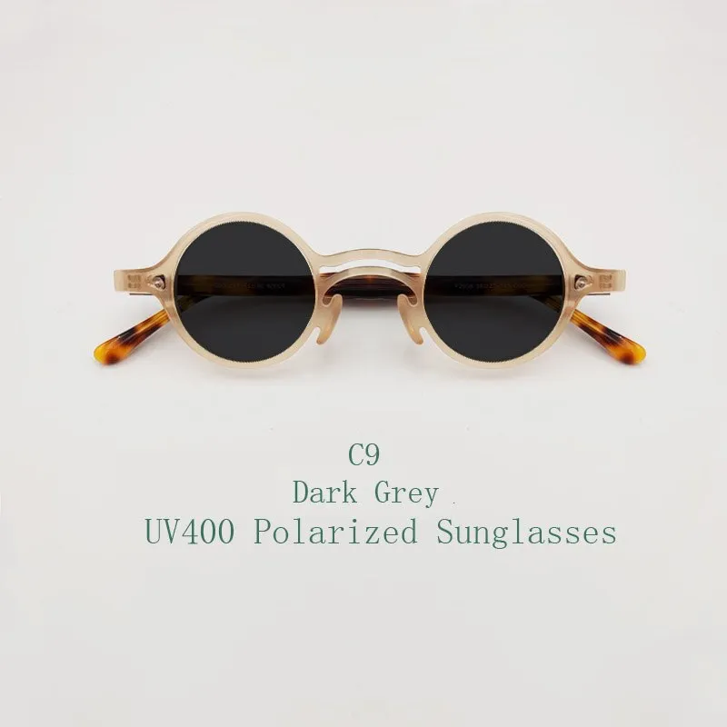 Yujo Unisex Full Rim Small Round Titanium Acetate Eyeglasses Or Polarized Sunglasses