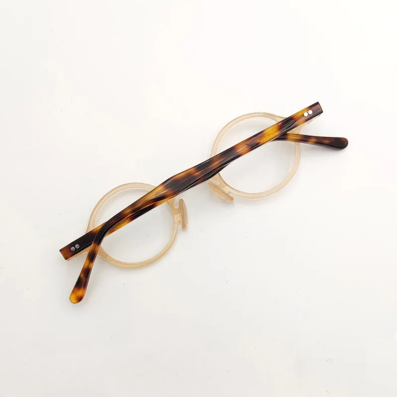 Yujo Unisex Full Rim Small Round Titanium Acetate Eyeglasses Or Polarized Sunglasses