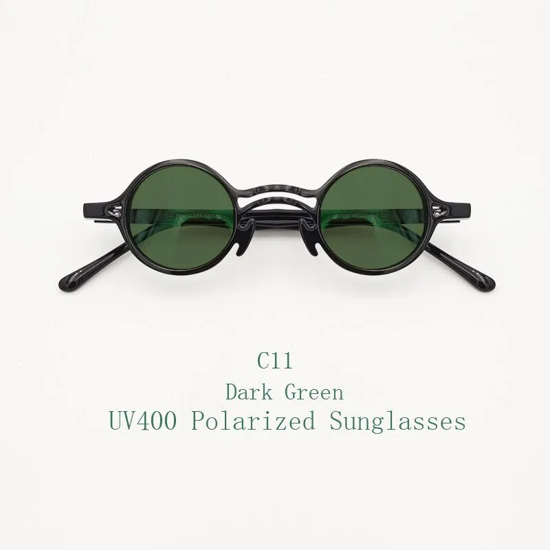 Yujo Unisex Full Rim Small Round Titanium Acetate Eyeglasses Or Polarized Sunglasses